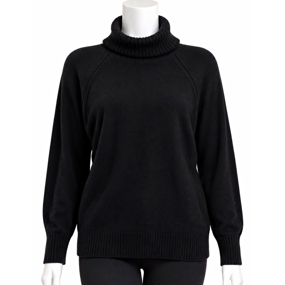 OLD NAVY Women's Pullover Sweater Black Turtleneck Long Sleeve Raglan Size L
